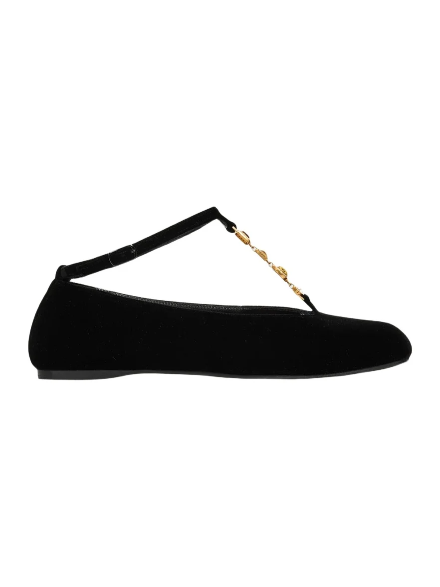 NODALETO Velvet T-Strap Ballerina Flats