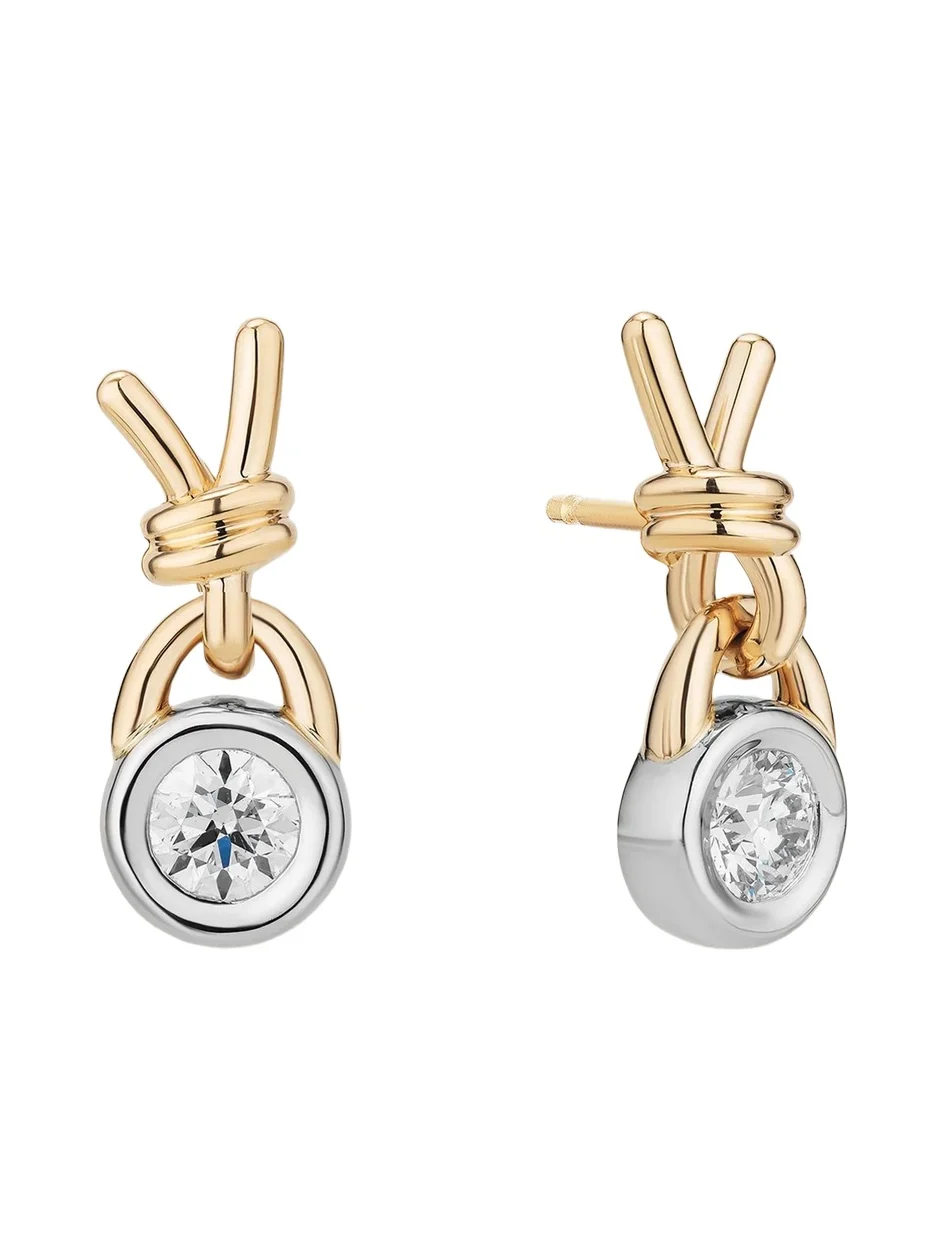 14K Diamond Tangled Drop Earrings