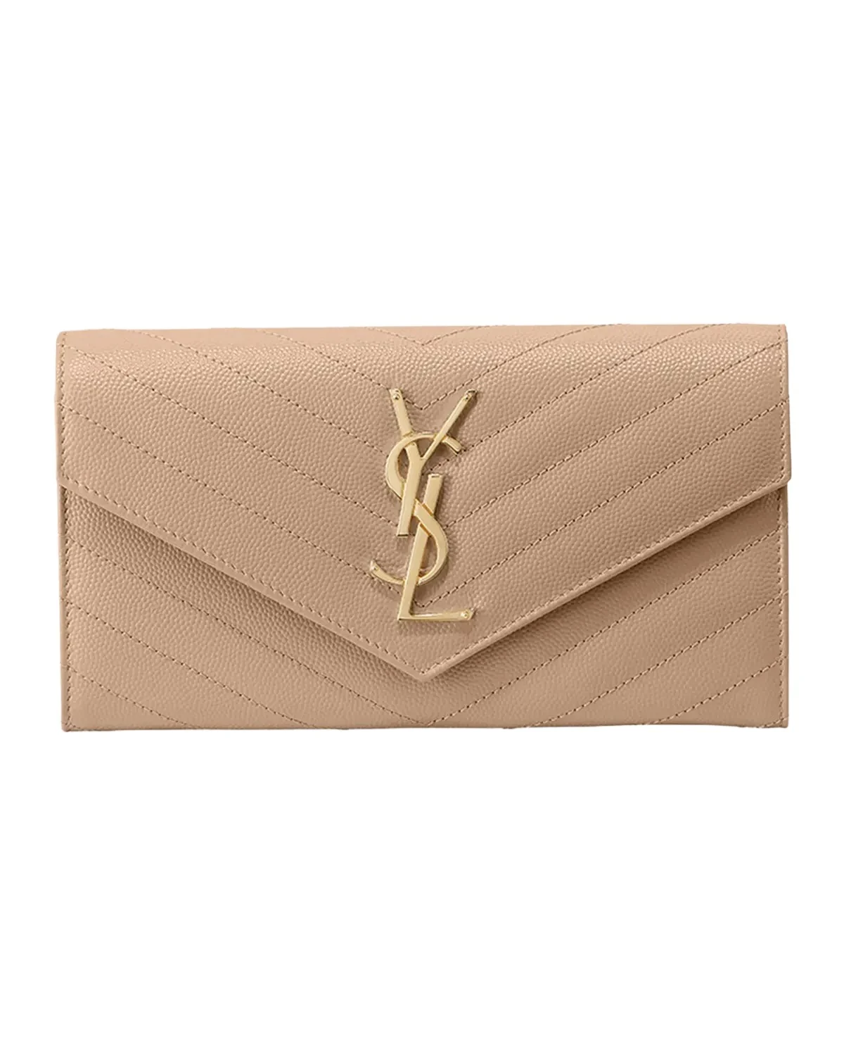 Saint Laurent Cassandre YSL Monogram Large Flap Wallet in Grained Leather