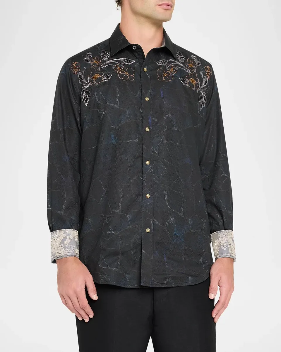 Robert Graham Men's Faraday Hand-Embroidered Western Shirt | Thumbnail 4 Robert Graham Men's Faraday Hand-Embroidered Western Shirt | Thumbnail 4