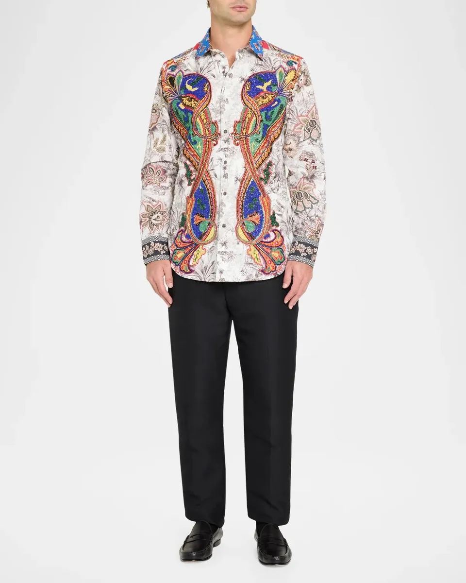 Robert Graham Men's Zamore Silk Button-Down Shirt | Thumbnail 2 Robert Graham Men's Zamore Silk Button-Down Shirt | Thumbnail 2