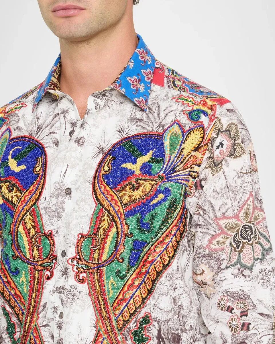 Robert Graham Men's Zamore Silk Button-Down Shirt | Thumbnail 5 Robert Graham Men's Zamore Silk Button-Down Shirt | Thumbnail 5