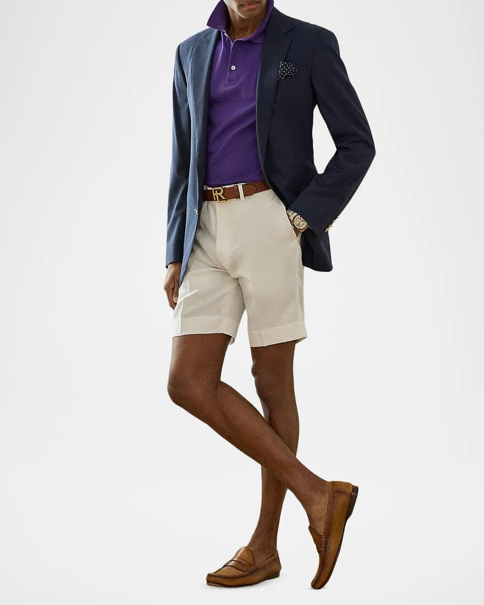 Ralph Lauren Purple Label Men's Gregory Hand-Tailored Linen Shorts | Thumbnail 2 Ralph Lauren Purple Label Men's Gregory Hand-Tailored Linen Shorts | Thumbnail 2