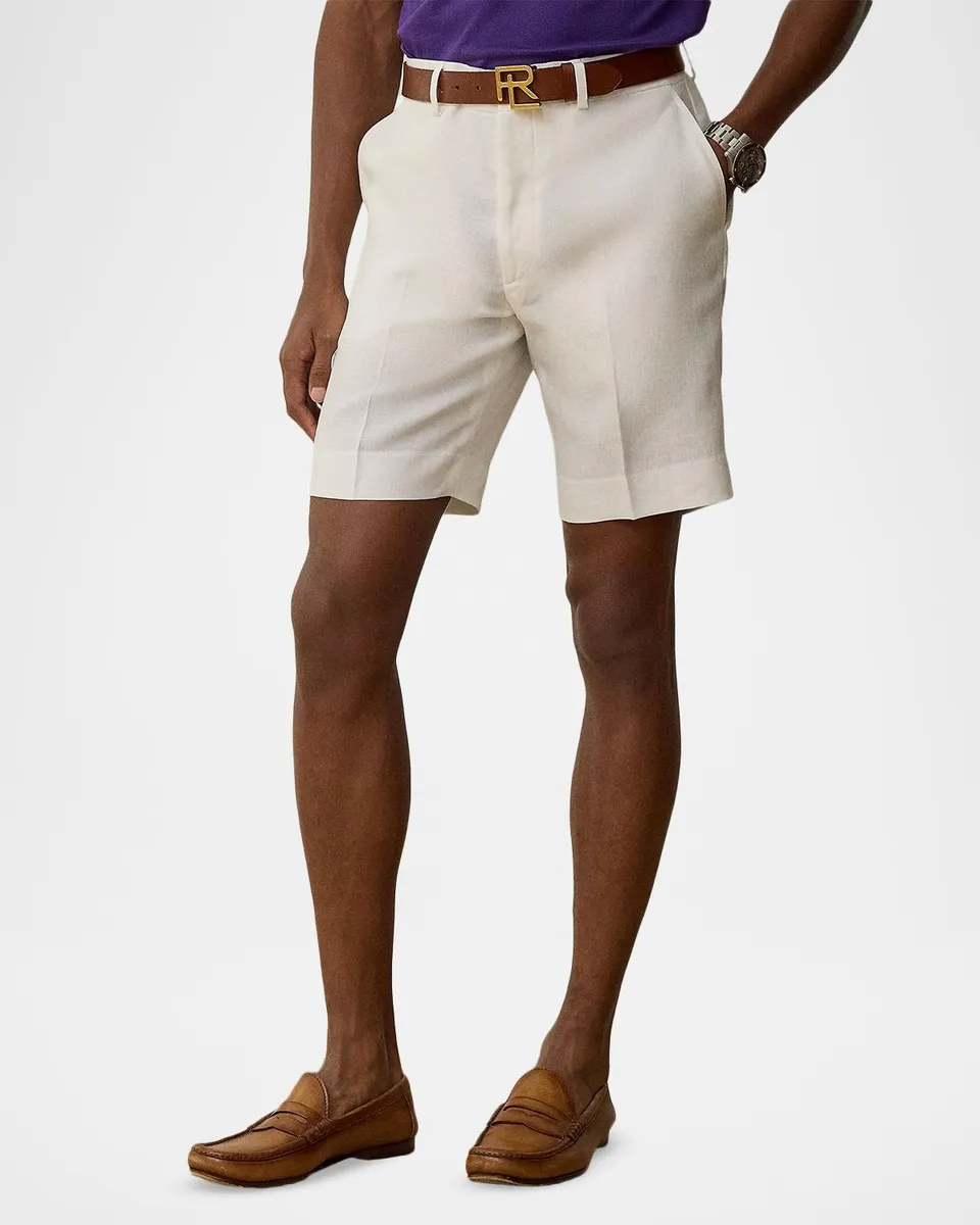 Ralph Lauren Purple Label Men's Gregory Hand-Tailored Linen Shorts | Thumbnail 4 Ralph Lauren Purple Label Men's Gregory Hand-Tailored Linen Shorts | Thumbnail 4