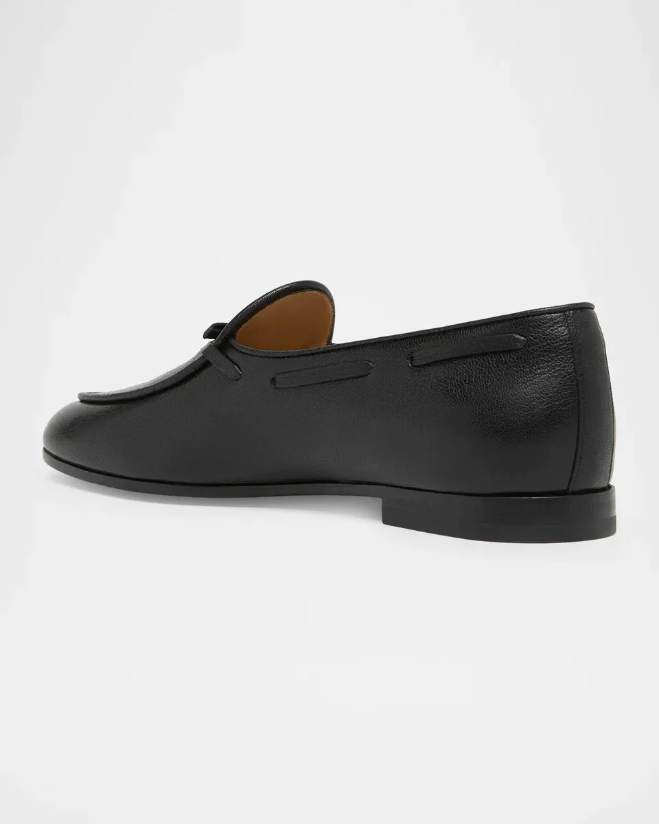 Valentino Garavani Men's Logo Leather Boat Shoes | Thumbnail 4 Valentino Garavani Men's Logo Leather Boat Shoes | Thumbnail 4