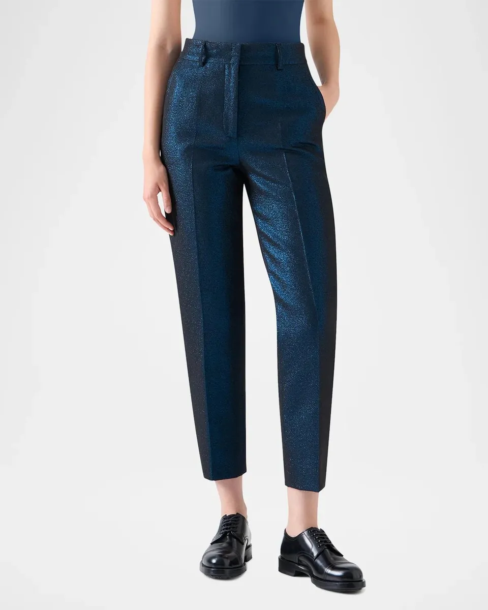 Akris punto Feryn Metallic Cotton-Blend Straight-Leg Crop Pants | Thumbnail 2