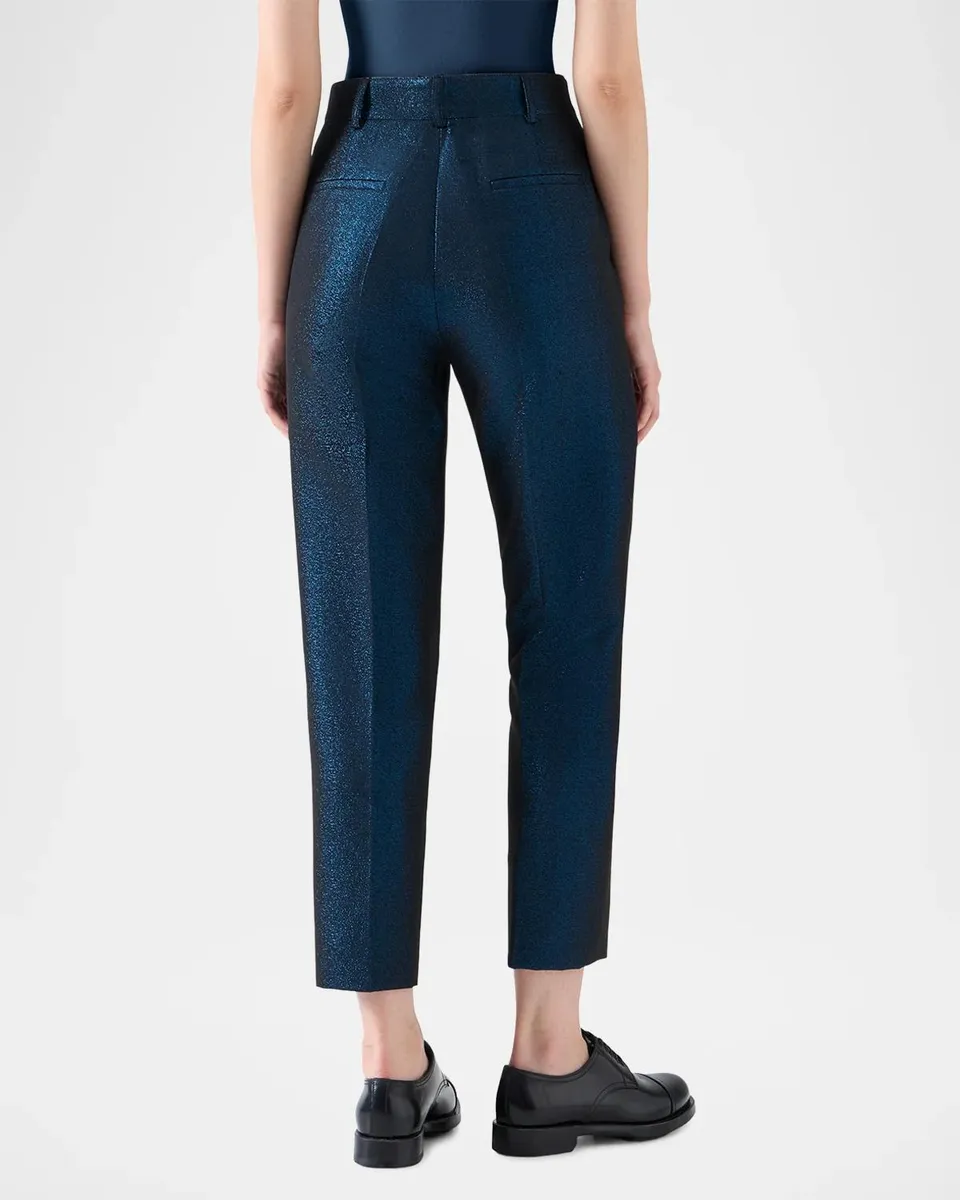 Akris punto Feryn Metallic Cotton-Blend Straight-Leg Crop Pants | Thumbnail 3