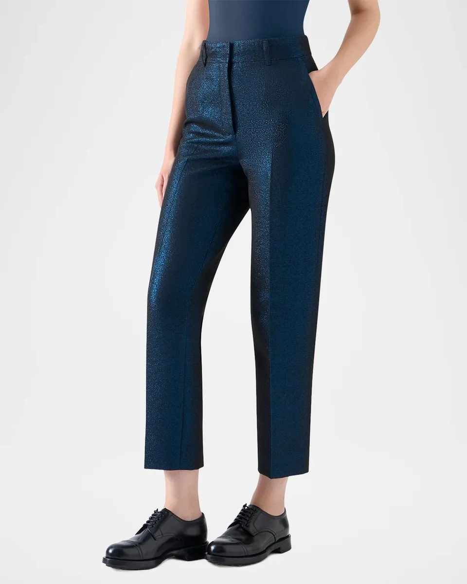 Akris punto Feryn Metallic Cotton-Blend Straight-Leg Crop Pants | Thumbnail 4
