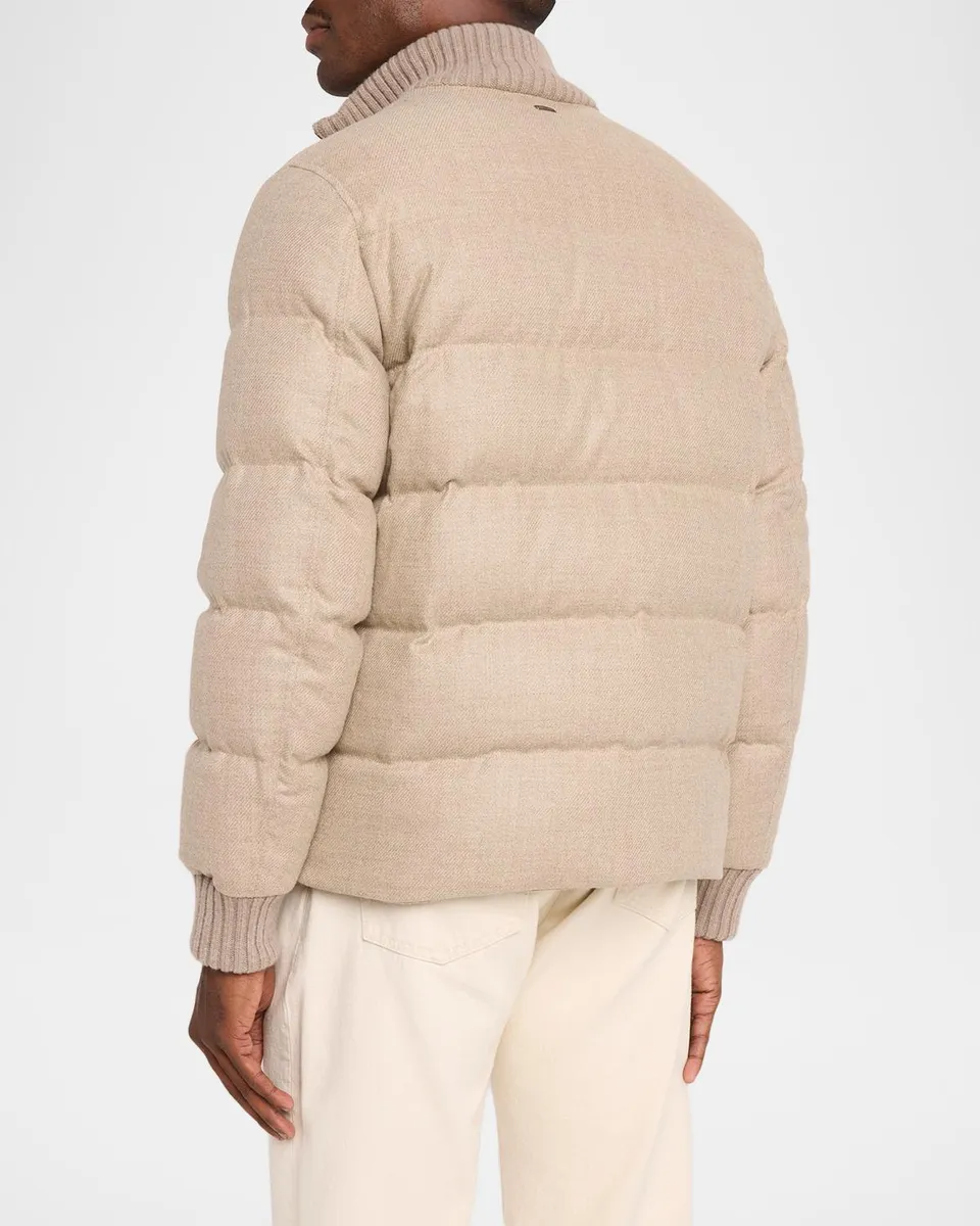 HERNO Men's Wool Tweed Quilted Bomber Jacket | Thumbnail 3 HERNO Men's Wool Tweed Quilted Bomber Jacket | Thumbnail 3