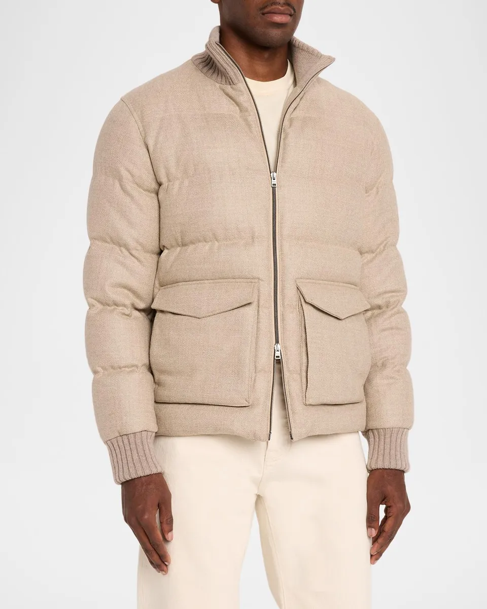 HERNO Men's Wool Tweed Quilted Bomber Jacket | Thumbnail 4 HERNO Men's Wool Tweed Quilted Bomber Jacket | Thumbnail 4