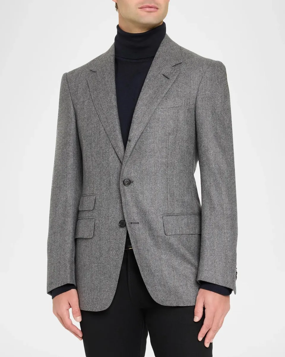 dunhill Men's Wool & Cashmere Herringbone Sport Coat | Thumbnail 4 dunhill Men's Wool & Cashmere Herringbone Sport Coat | Thumbnail 4