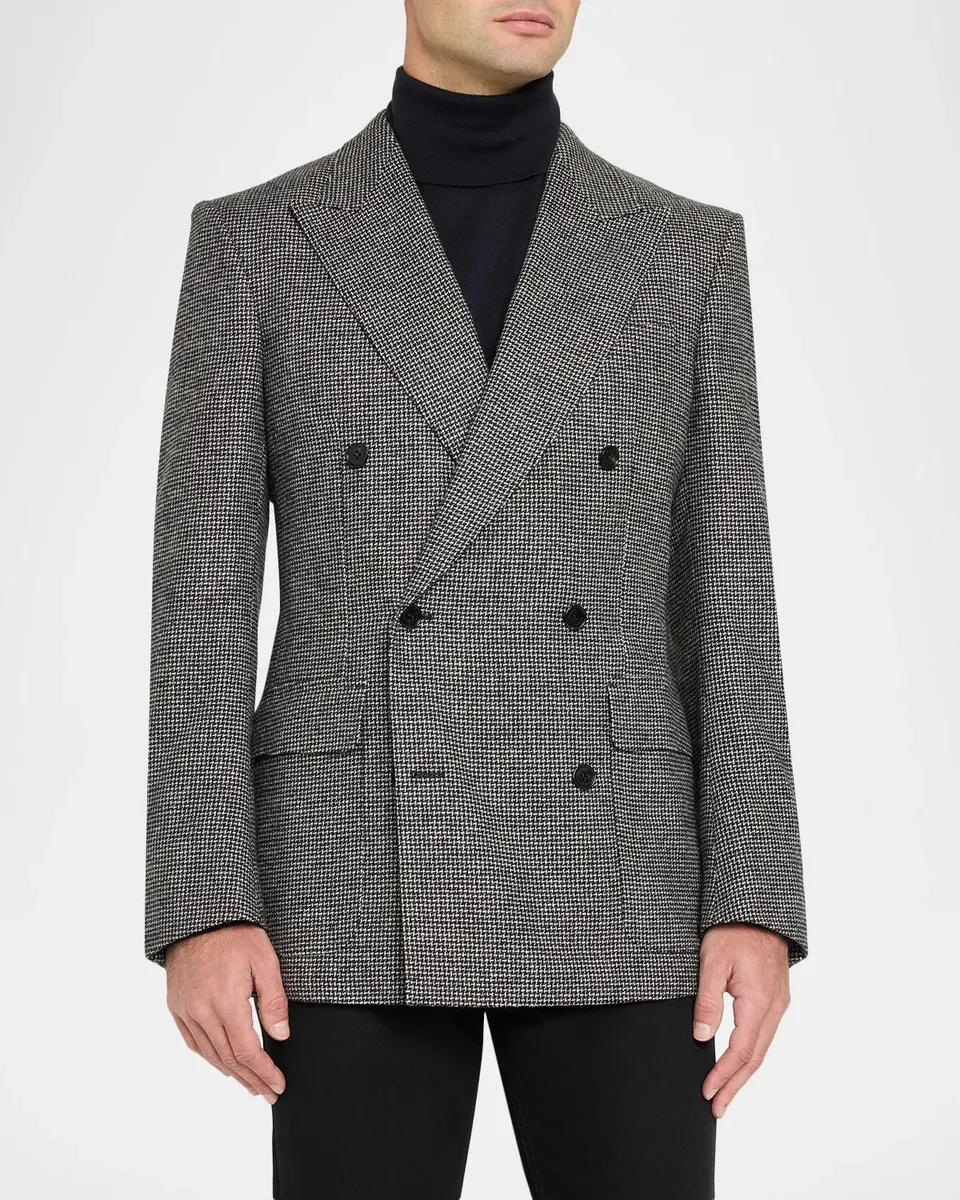 dunhill Men's Houndstooth Peak Lapel Double-Breasted Sport Coat | Thumbnail 4 dunhill Men's Houndstooth Peak Lapel Double-Breasted Sport Coat | Thumbnail 4