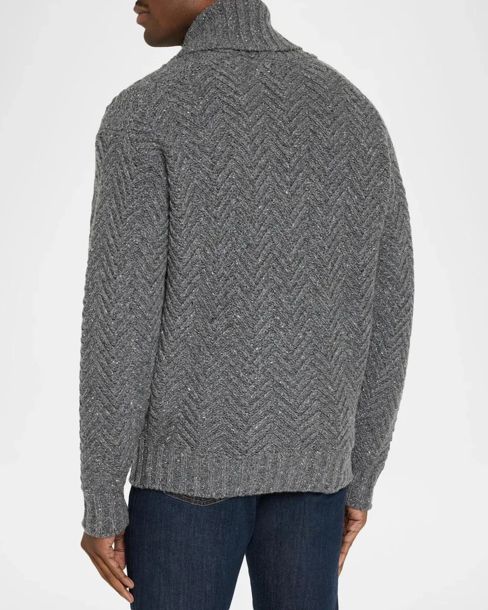 dunhill Men's Cashmere Herringbone Shawl Cardigan | Thumbnail 3 dunhill Men's Cashmere Herringbone Shawl Cardigan | Thumbnail 3