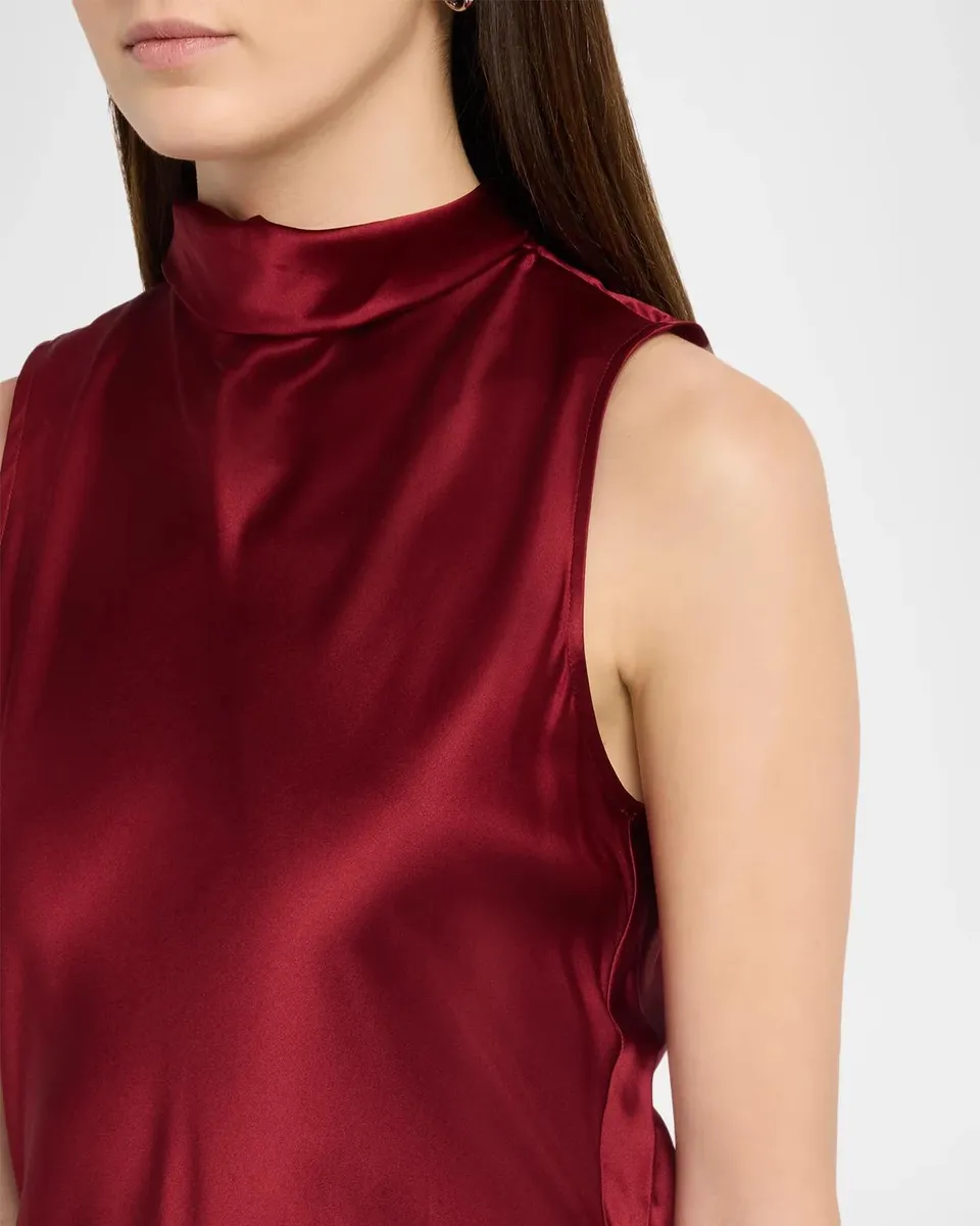 Eileen Fisher Sleeveless Mock-Neck Satin Midi Dress | Thumbnail 5 Eileen Fisher Sleeveless Mock-Neck Satin Midi Dress | Thumbnail 5