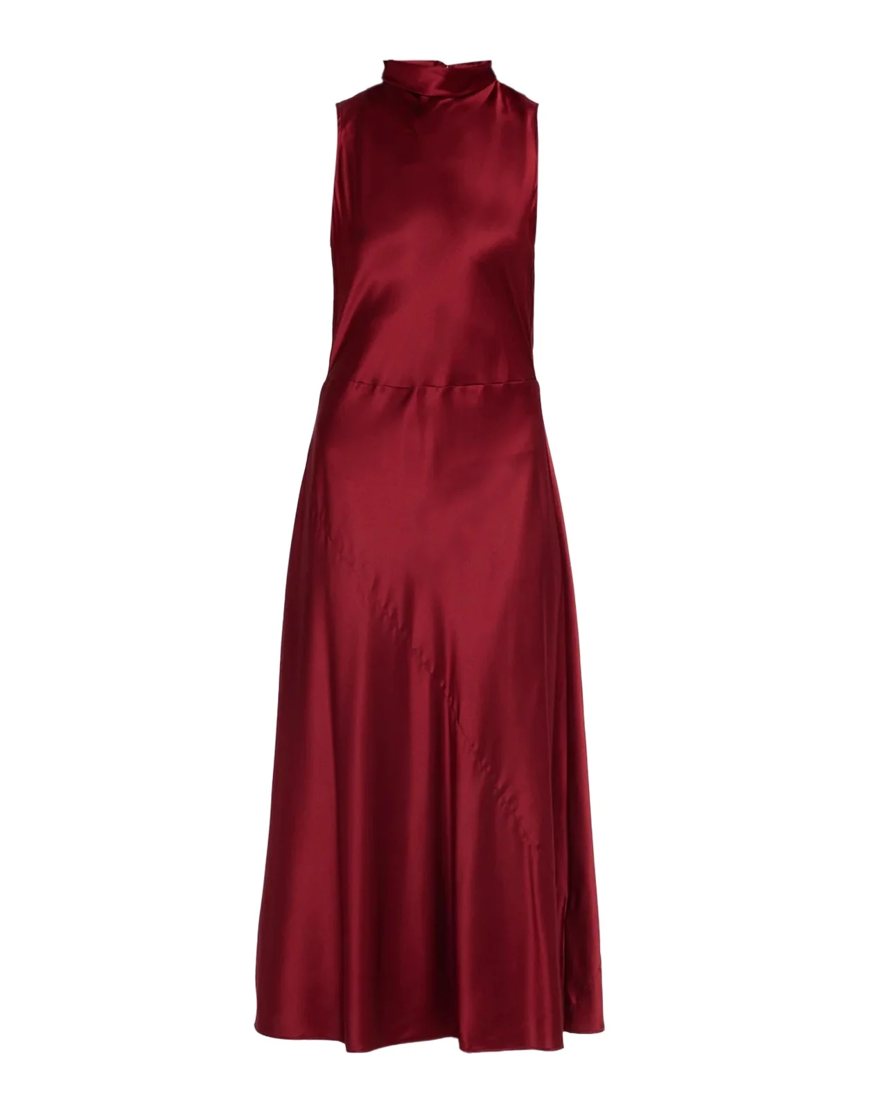 Eileen Fisher Sleeveless Mock-Neck Satin Midi Dress