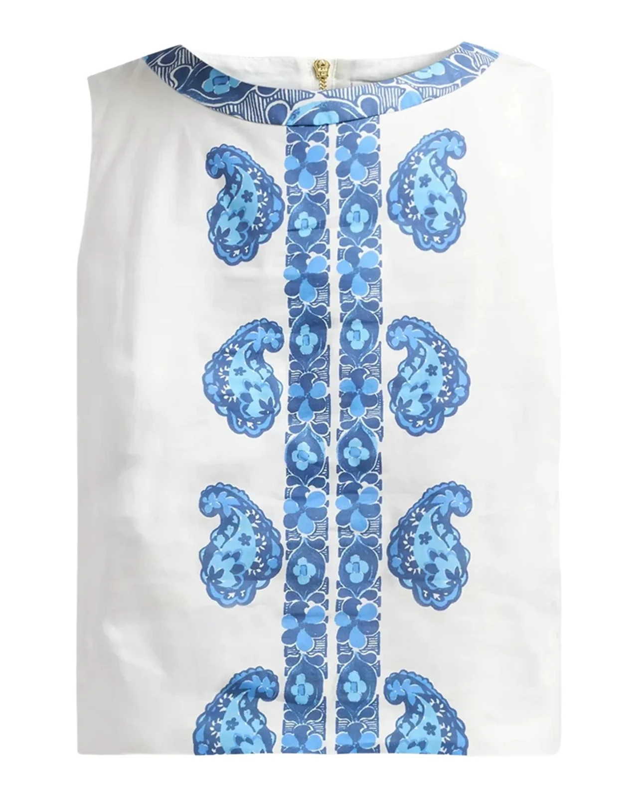 Annaleese Paisley Stretch Cotton Poplin Sleeveless Crop Top
