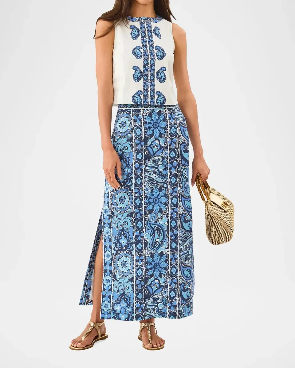 Lilly Pulitzer Sanders Paisley Stretch-Cotton Maxi Skirt | Thumbnail 2 Lilly Pulitzer Sanders Paisley Stretch-Cotton Maxi Skirt | Thumbnail 2