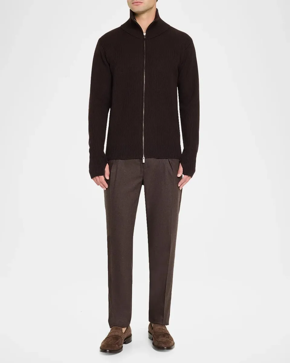 Stefano Ricci Men's Flannel Flat-Front Trousers | Thumbnail 2