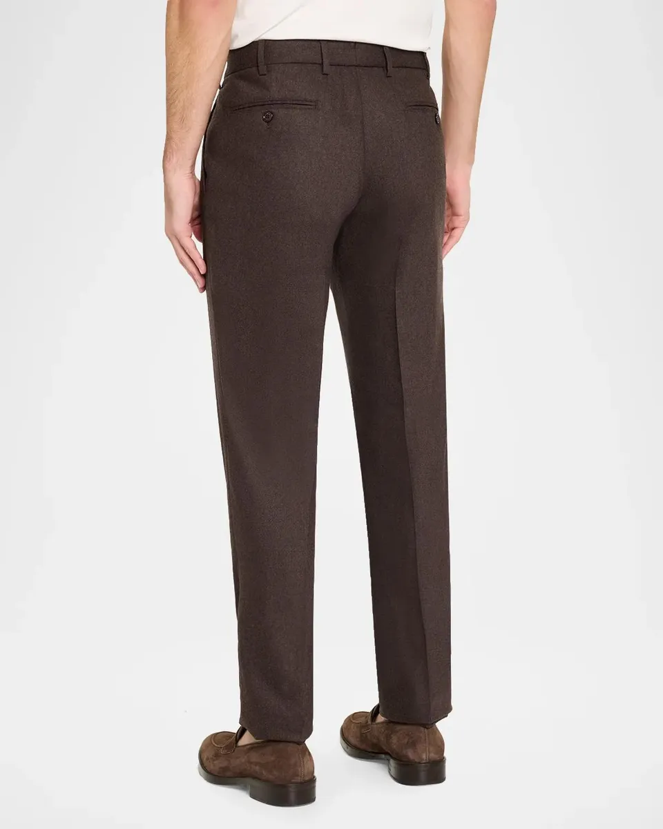 Stefano Ricci Men's Flannel Flat-Front Trousers | Thumbnail 3