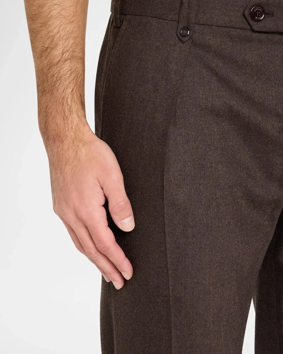 Stefano Ricci Men's Flannel Flat-Front Trousers | Thumbnail 5
