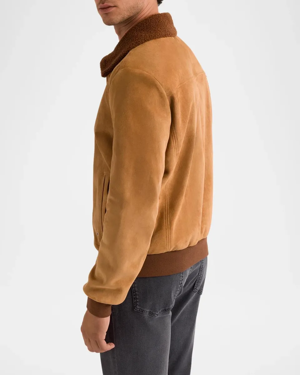 Stefano Ricci Men's Suede Shearling-Collar Blouson Jacket | Thumbnail 3 Stefano Ricci Men's Suede Shearling-Collar Blouson Jacket | Thumbnail 3