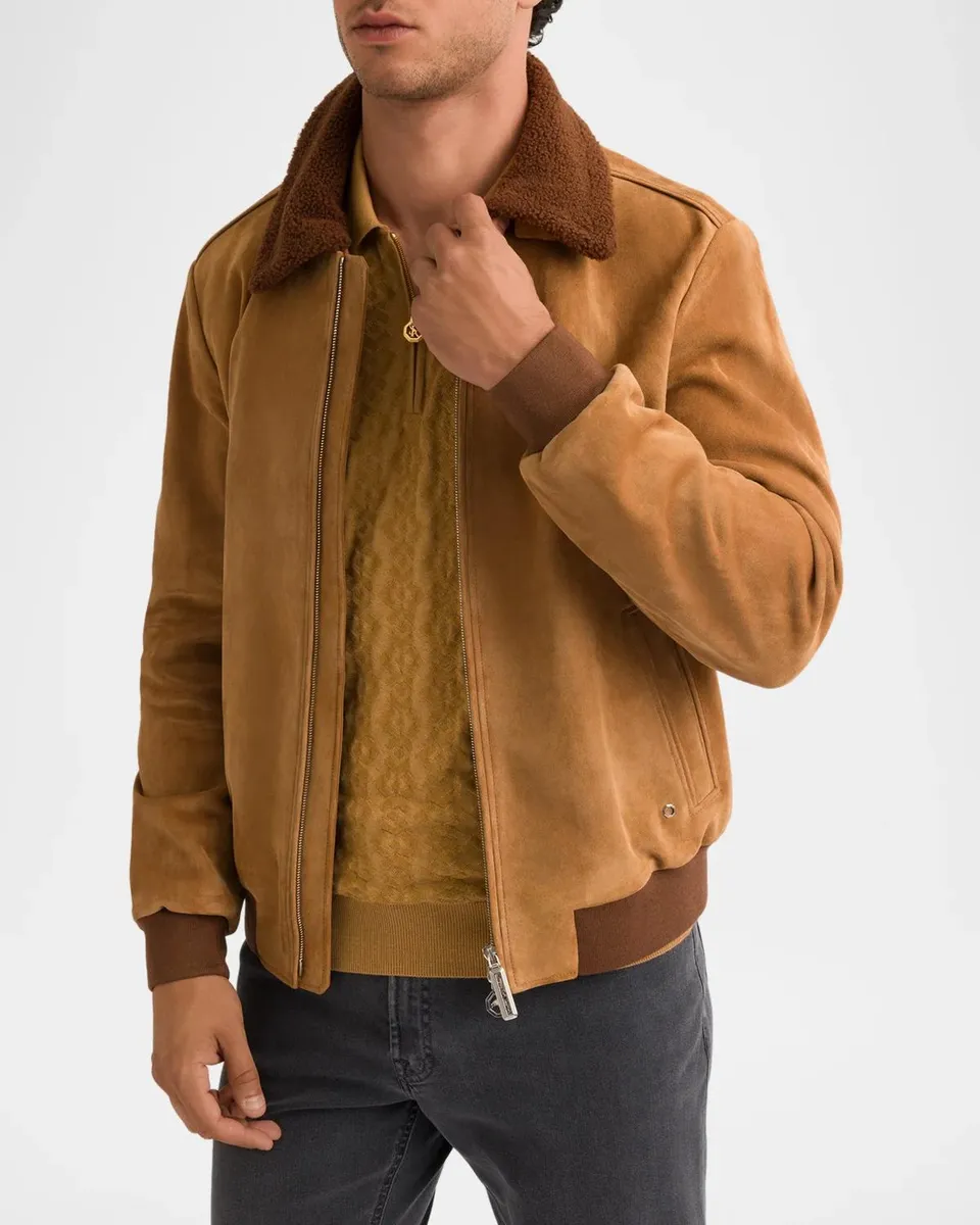 Stefano Ricci Men's Suede Shearling-Collar Blouson Jacket | Thumbnail 4 Stefano Ricci Men's Suede Shearling-Collar Blouson Jacket | Thumbnail 4