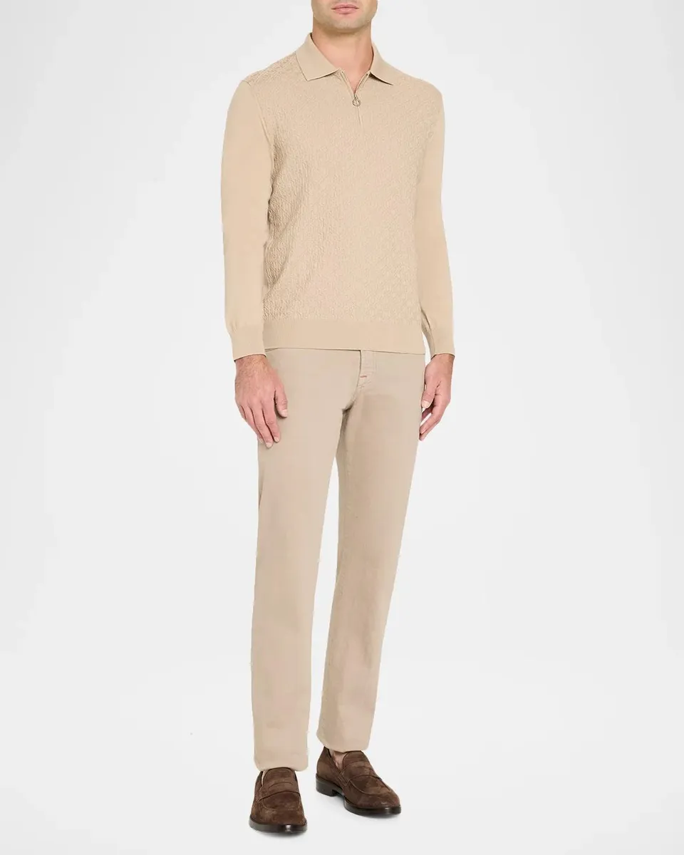 Stefano Ricci Men's Mosaic Textured Half-Zip Polo Sweater | Thumbnail 2 Stefano Ricci Men's Mosaic Textured Half-Zip Polo Sweater | Thumbnail 2