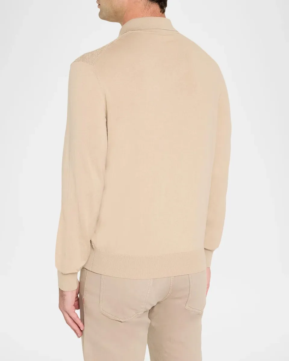 Stefano Ricci Men's Mosaic Textured Half-Zip Polo Sweater | Thumbnail 3 Stefano Ricci Men's Mosaic Textured Half-Zip Polo Sweater | Thumbnail 3