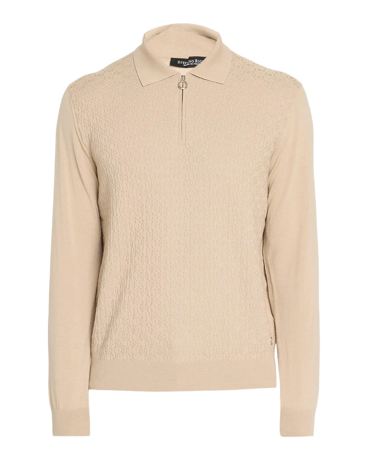 Stefano Ricci Men's Mosaic Textured Half-Zip Polo Sweater