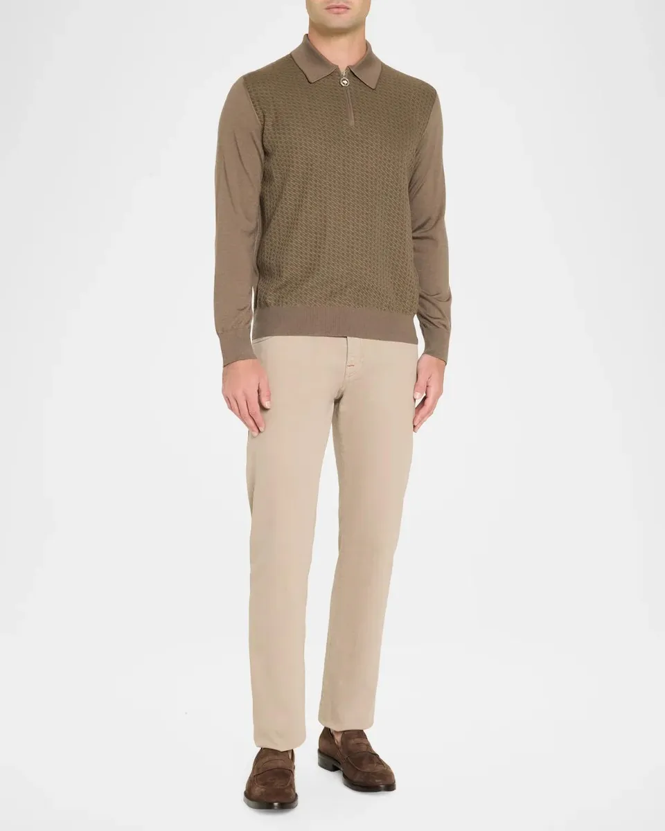 Stefano Ricci Men's Textured Houndstooth Half-Zip Sweater | Thumbnail 2 Stefano Ricci Men's Textured Houndstooth Half-Zip Sweater | Thumbnail 2