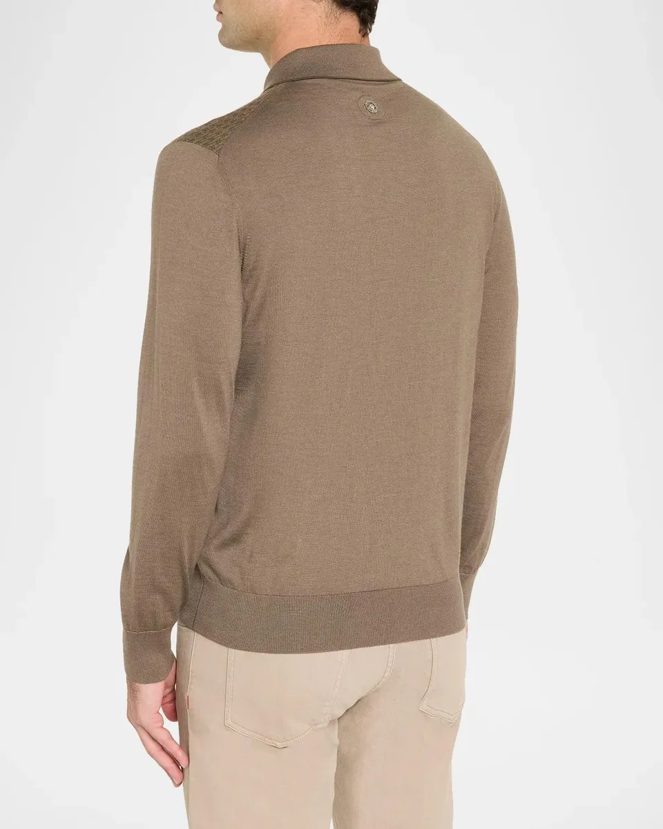 Stefano Ricci Men's Textured Houndstooth Half-Zip Sweater | Thumbnail 3 Stefano Ricci Men's Textured Houndstooth Half-Zip Sweater | Thumbnail 3