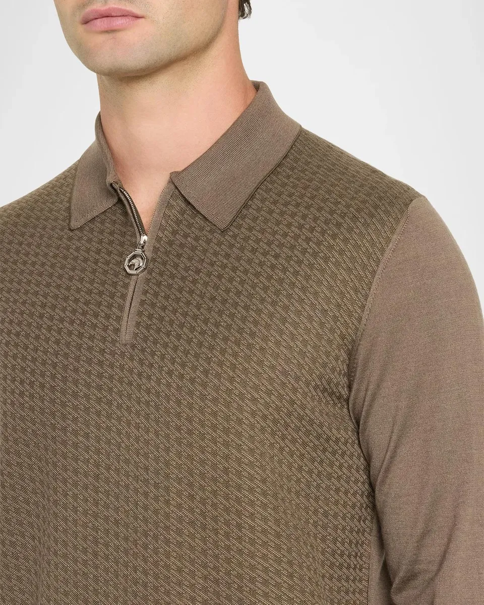 Stefano Ricci Men's Textured Houndstooth Half-Zip Sweater | Thumbnail 5 Stefano Ricci Men's Textured Houndstooth Half-Zip Sweater | Thumbnail 5