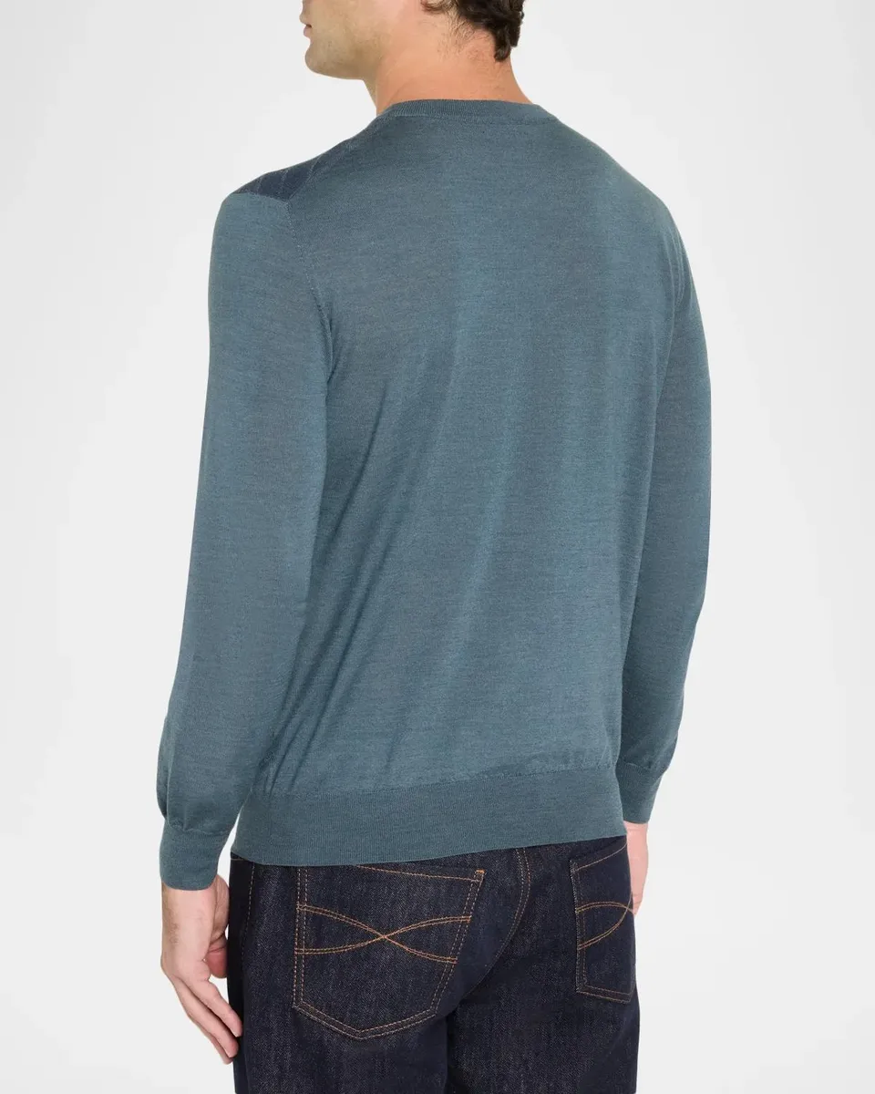 Stefano Ricci Men's Wool & Silk Diagonal Wave Crewneck Sweater | Thumbnail 3 Stefano Ricci Men's Wool & Silk Diagonal Wave Crewneck Sweater | Thumbnail 3