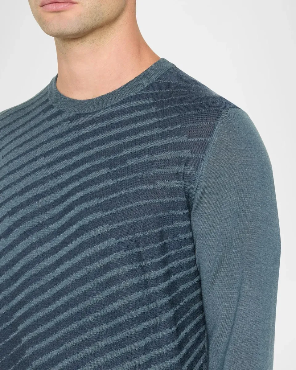 Stefano Ricci Men's Wool & Silk Diagonal Wave Crewneck Sweater | Thumbnail 5 Stefano Ricci Men's Wool & Silk Diagonal Wave Crewneck Sweater | Thumbnail 5