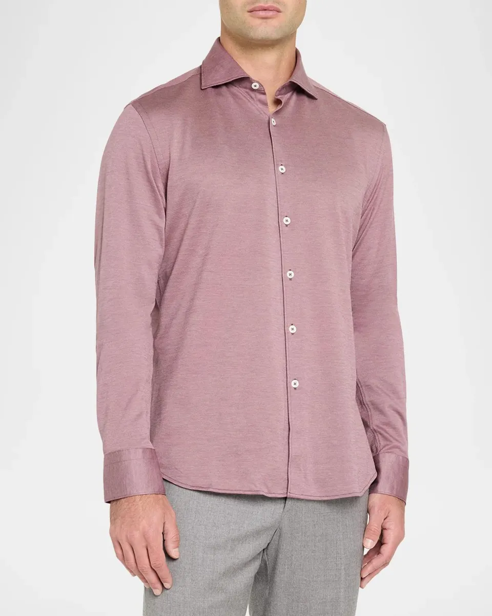Canali Men's Cotton & Lyocell Sport Shirt | Thumbnail 4