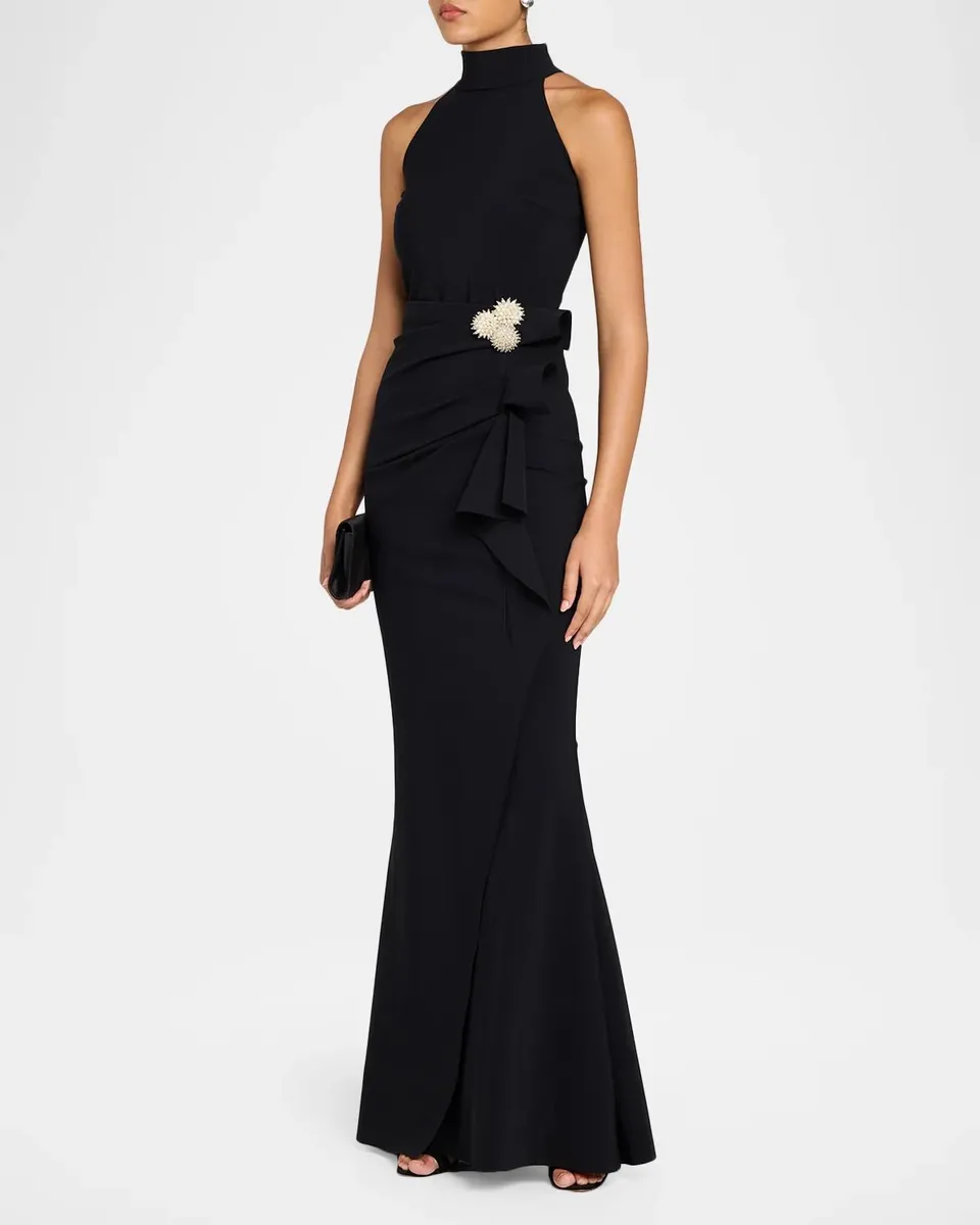 Chiara Boni La Petite Robe Gudrum Embellished Jersey Halterneck Gown | Thumbnail 4 Chiara Boni La Petite Robe Gudrum Embellished Jersey Halterneck Gown | Thumbnail 4