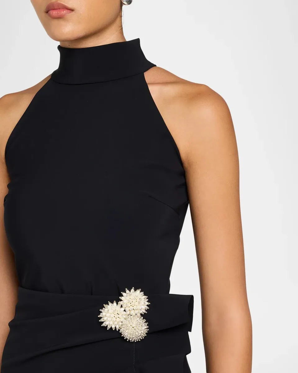 Chiara Boni La Petite Robe Gudrum Embellished Jersey Halterneck Gown | Thumbnail 5 Chiara Boni La Petite Robe Gudrum Embellished Jersey Halterneck Gown | Thumbnail 5