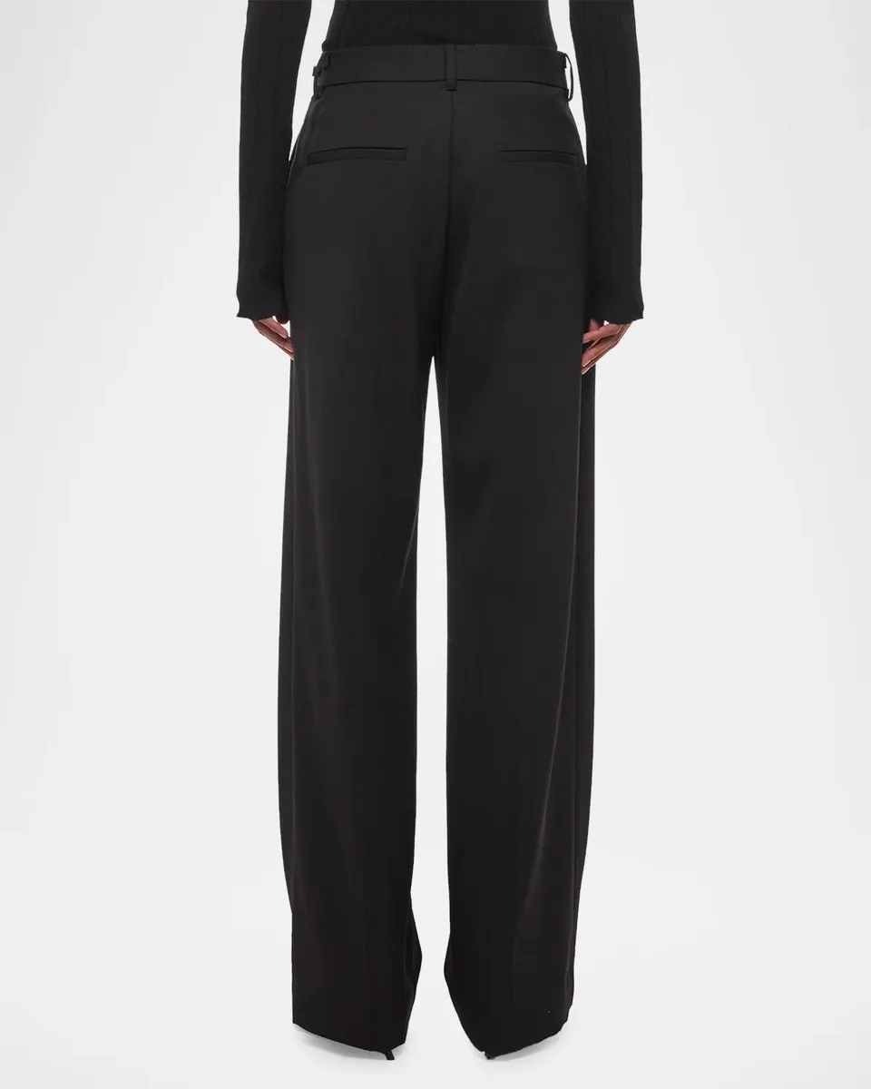 Helmut Lang Belted Wool Gabardine Trousers | Thumbnail 3