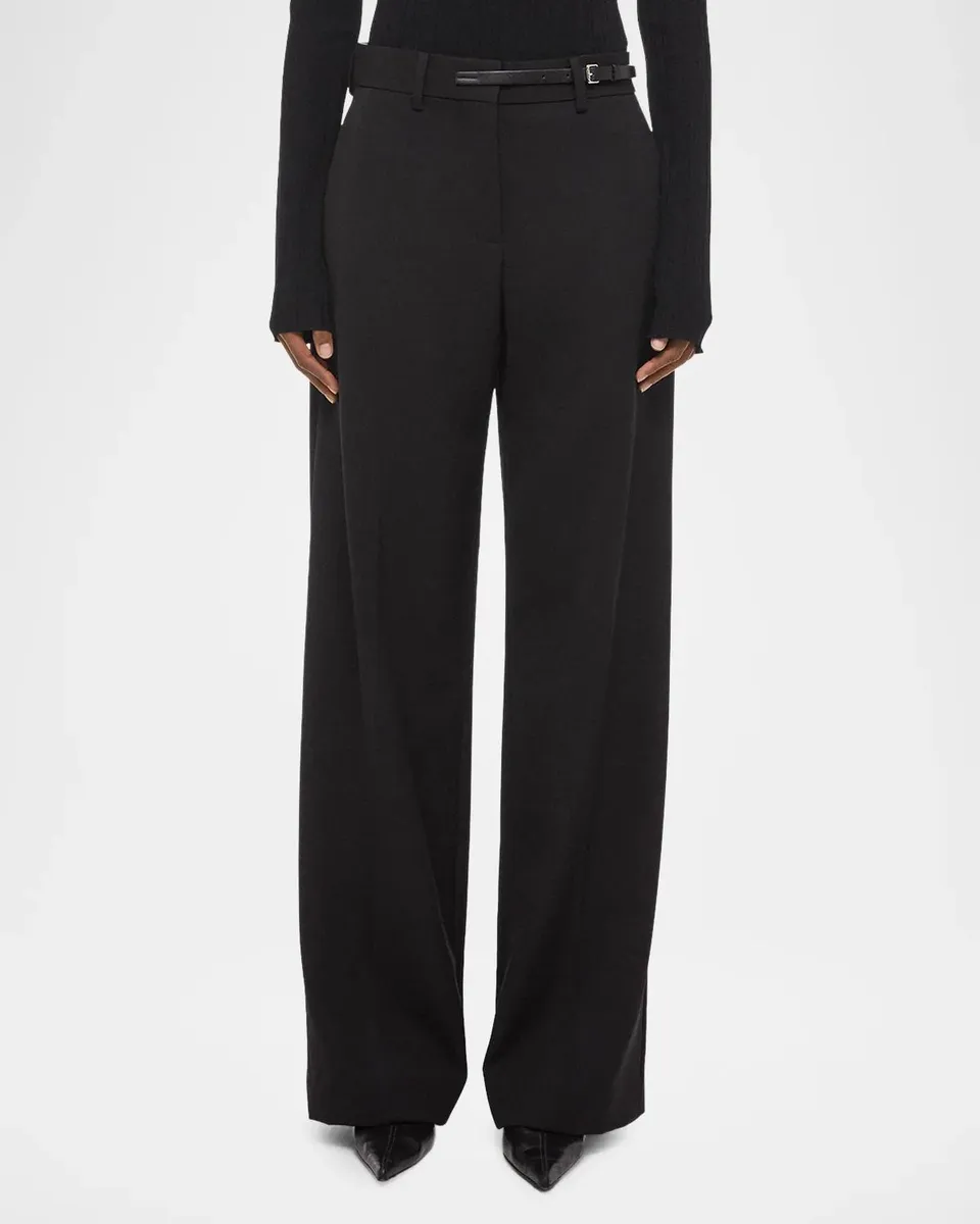 Helmut Lang Belted Wool Gabardine Trousers | Thumbnail 4
