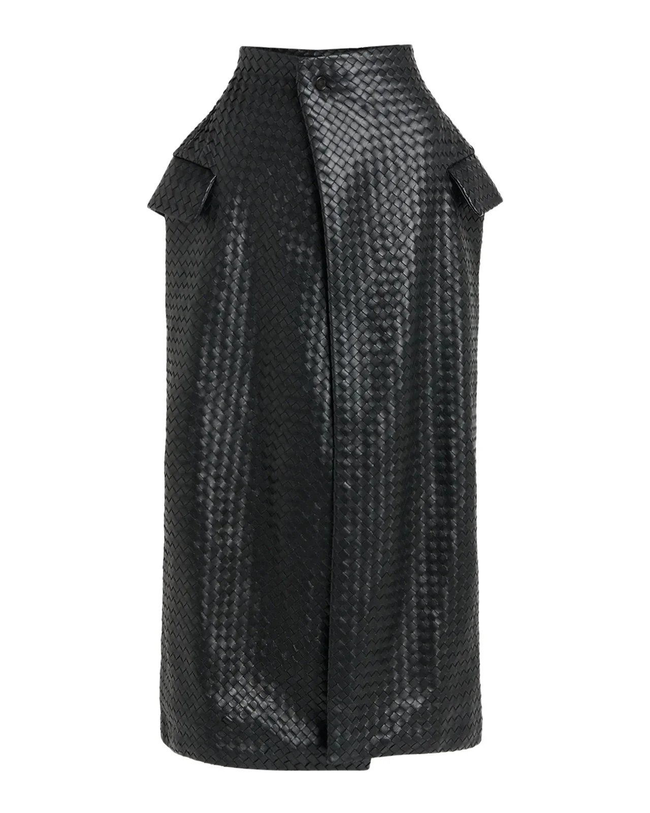 Bottega Veneta Intrecciato Leather Pockets Midi Skirt