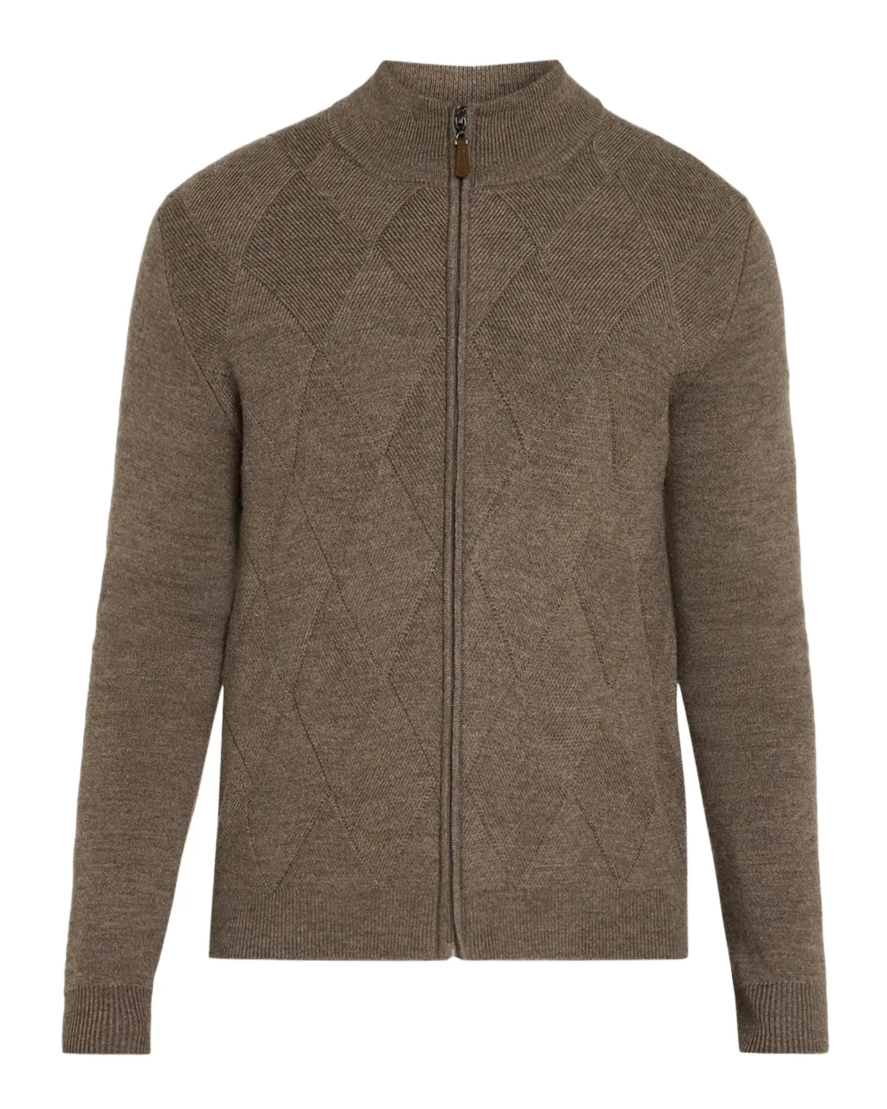 Neiman Marcus Men's Wool Argyle Full-Zip Sweater
