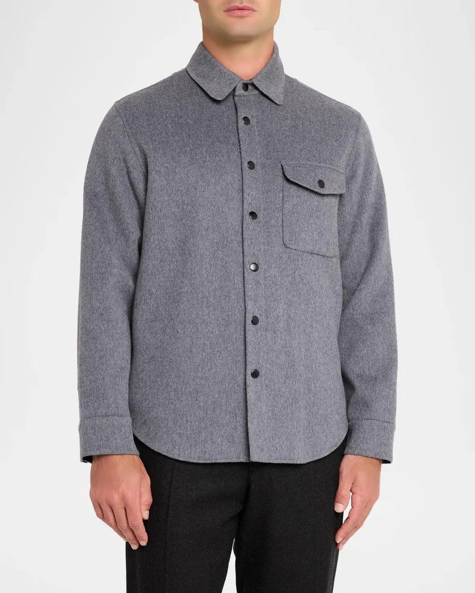 Neiman Marcus Men's Double-Face Wool Overshirt | Thumbnail 4 Neiman Marcus Men's Double-Face Wool Overshirt | Thumbnail 4