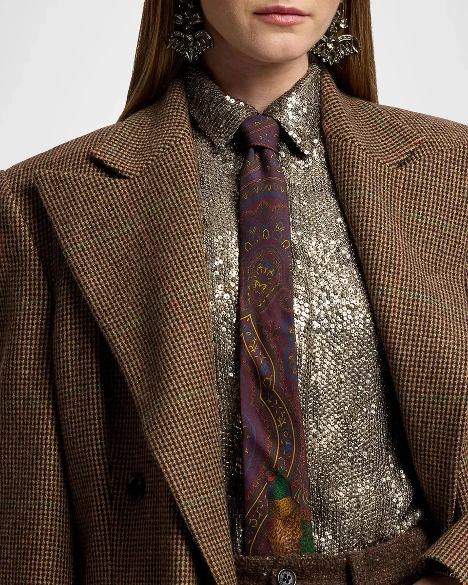 Ralph Lauren Collection Pheasant-Print Silk Twill Neck Tie | Thumbnail 3 Ralph Lauren Collection Pheasant-Print Silk Twill Neck Tie | Thumbnail 3