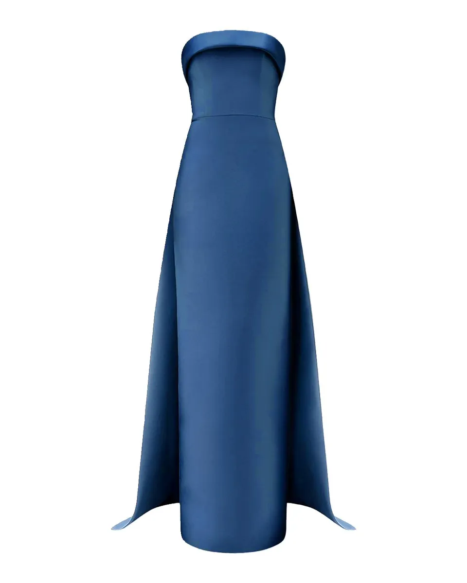 Amsale Strapless Column Gown with Detachable Cape | Thumbnail 3 Amsale Strapless Column Gown with Detachable Cape | Thumbnail 3