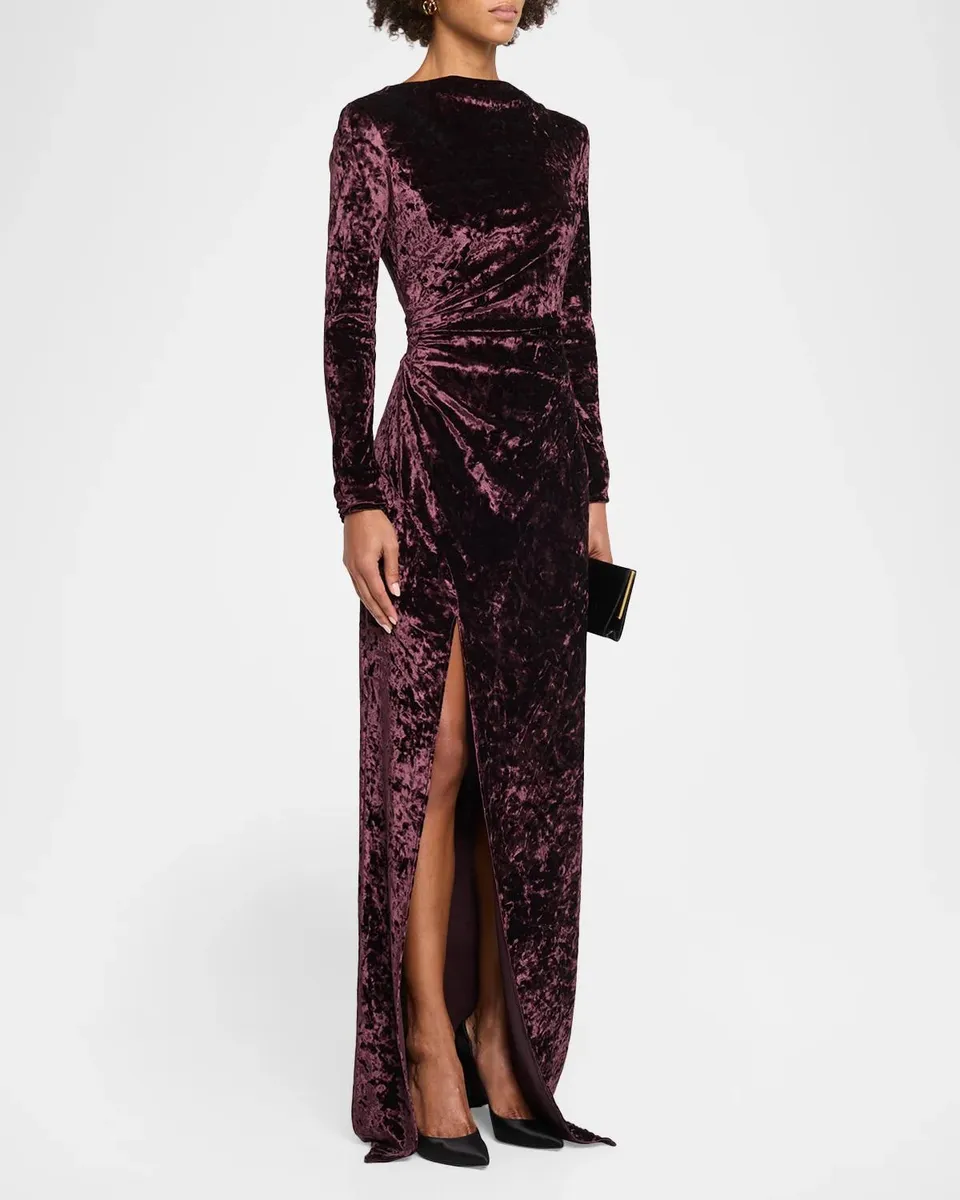 Lapointe Velvet Ruched Gown | Thumbnail 4 Lapointe Velvet Ruched Gown | Thumbnail 4