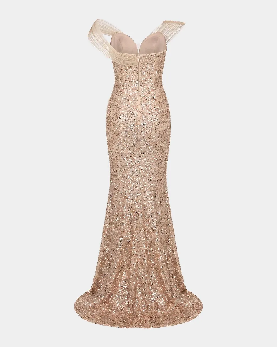 Mac Duggal Crystal-Embellished Sequined Asymmetric Gown | Thumbnail 5