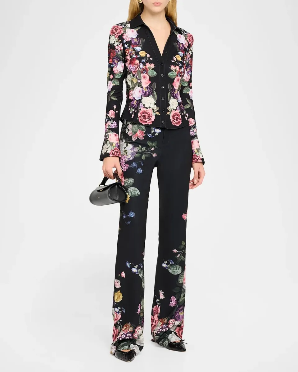 Alice + Olivia Teeny Floral-Print Bootcut Pants | Thumbnail 2 Alice + Olivia Teeny Floral-Print Bootcut Pants | Thumbnail 2
