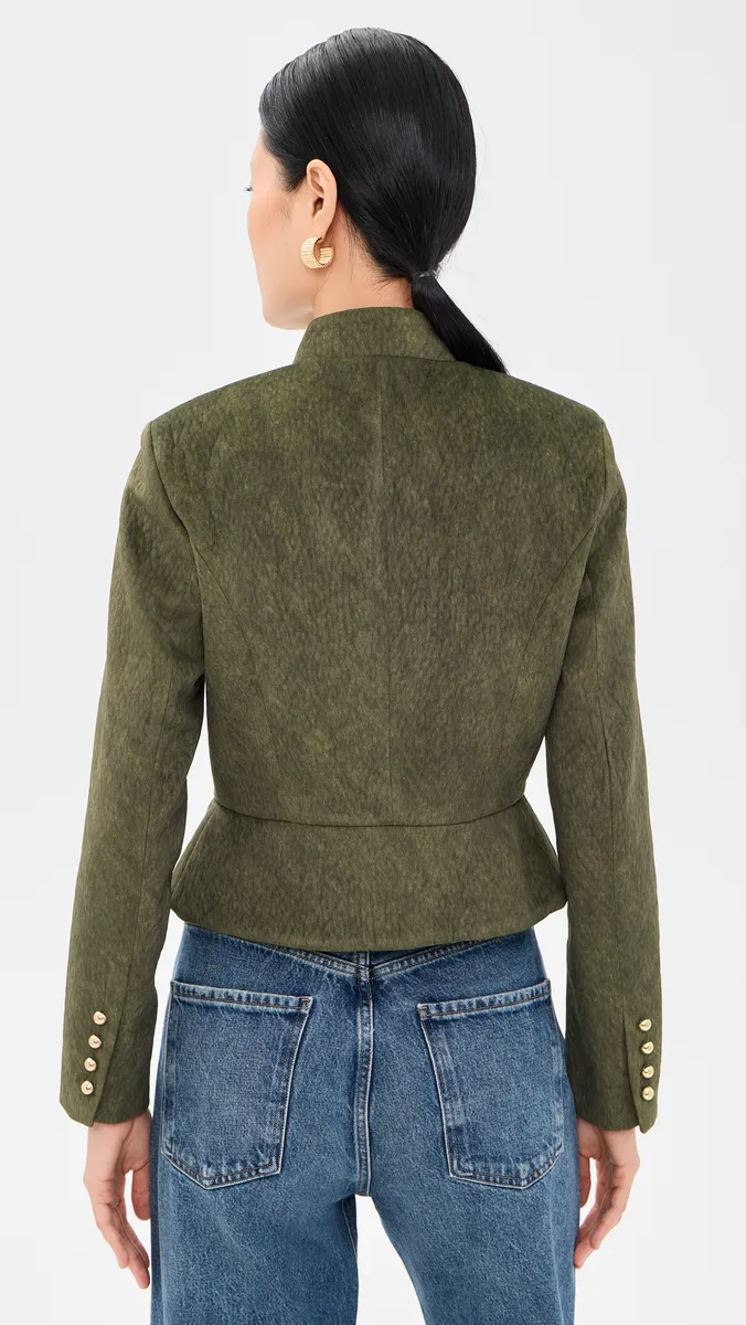 Avec Les Filles Textured Faux Suede Peplum Military Jacket | Thumbnail 3