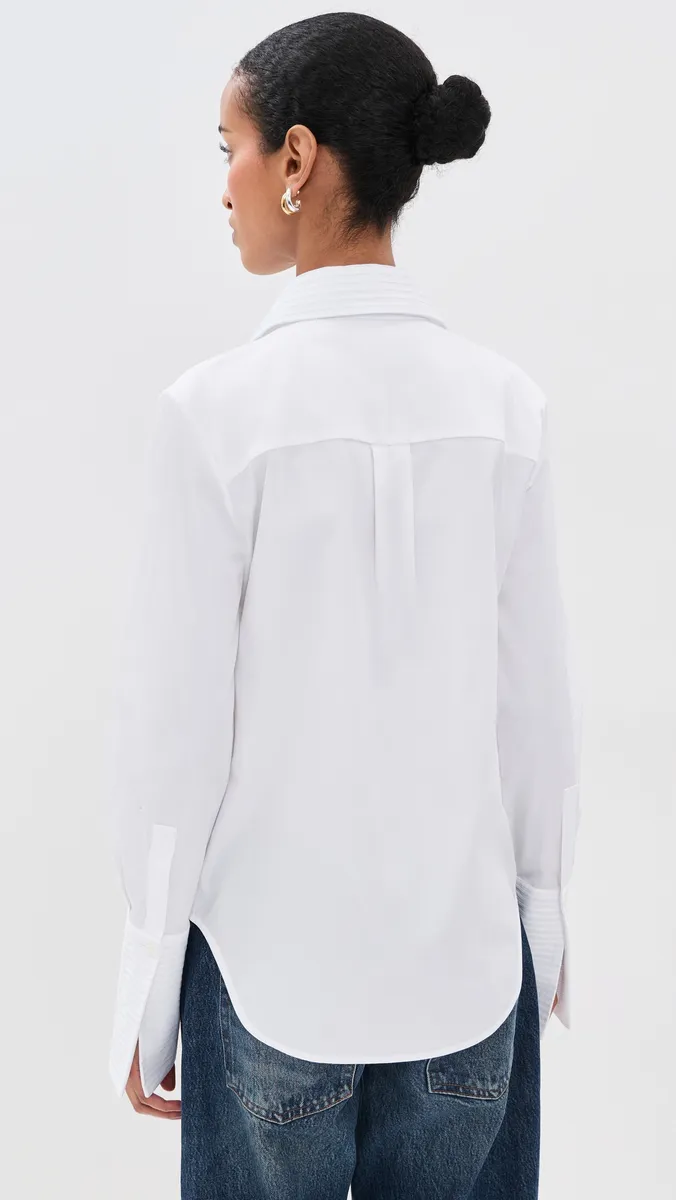 Brandon Maxwell Tuxedo Shirt With Neck Scarf White | Thumbnail 3 Brandon Maxwell Tuxedo Shirt With Neck Scarf White | Thumbnail 3