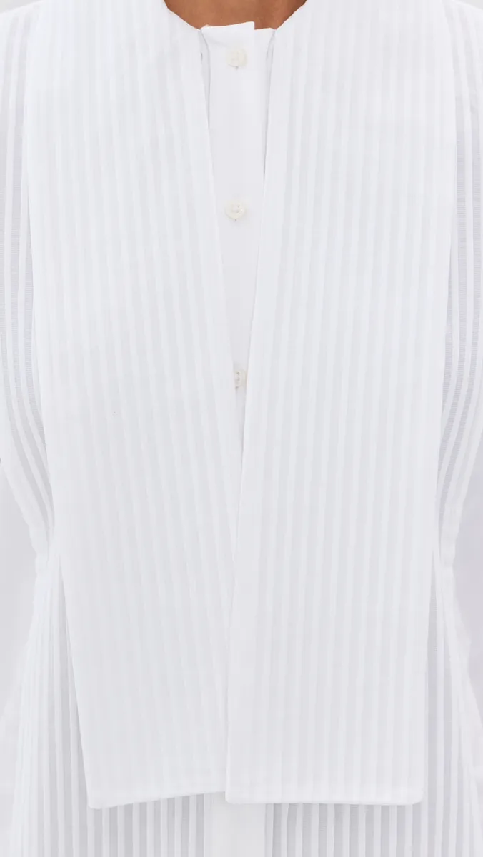 Brandon Maxwell Tuxedo Shirt With Neck Scarf White | Thumbnail 6 Brandon Maxwell Tuxedo Shirt With Neck Scarf White | Thumbnail 6